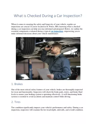 what is checked during a car inspection