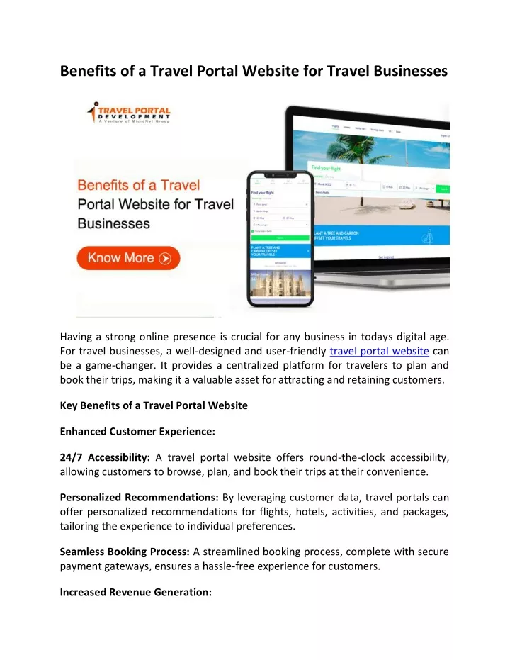 benefits of a travel portal website for travel