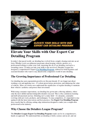 elevate your skills with our expert car detailing
