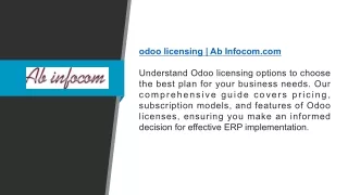 odoo licensing | Ab Infocom.com