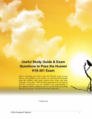 Useful Study Guide & Exam Questions to Pass the Huawei H19-301 Exam