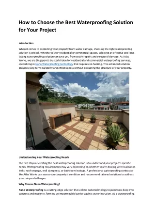 how to choose the best waterproofing solution