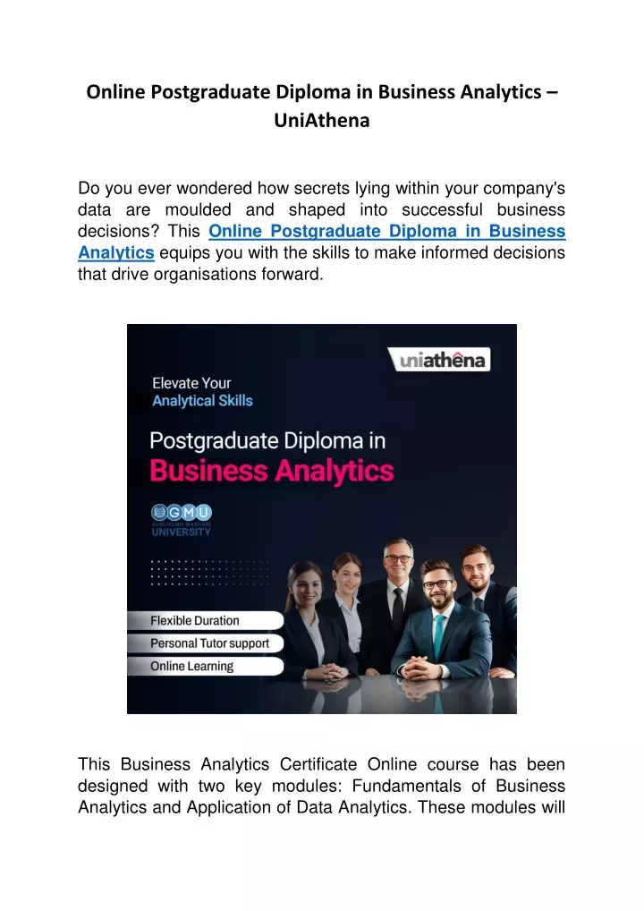 online postgraduate diploma in business analytics