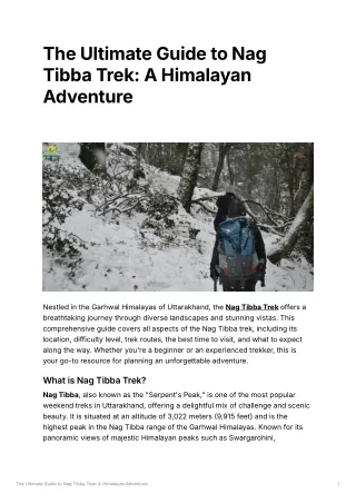 The Ultimate Guide to Nag Tibba Trek: A Himalayan Adventure