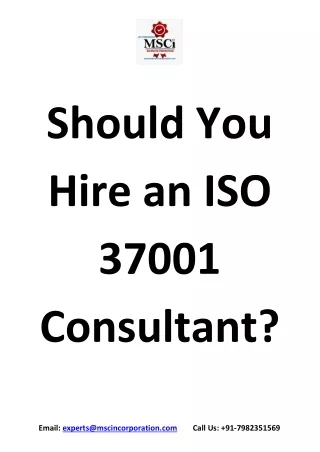 Should You Hire an ISO 37001 Consultant