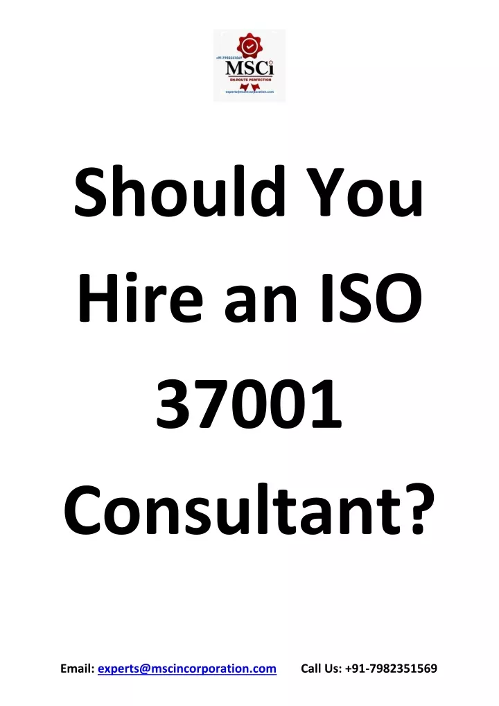 should you hire an iso 37001 consultant