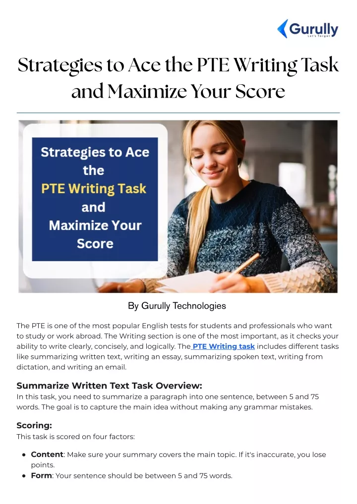 strategies to ace the pte writing task