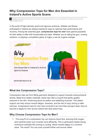 Why Compression Tops for Men Are Essential in Irelands Active Sports Scene