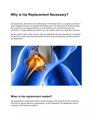 Why is hip Replacement Necessary