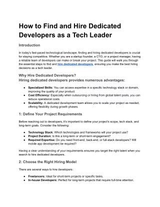 How to Find and Hire Dedicated Developers as a Tech Leader