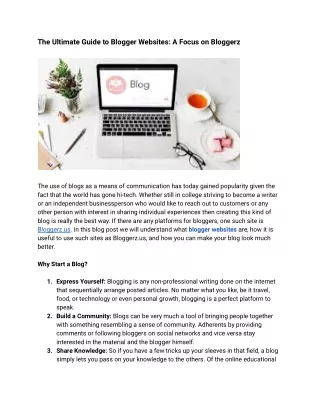 The Ultimate Guide to Blogger Websites: A Focus on Bloggerz