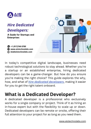 Hire Dedicated Developers A Guide for Startups and Enterprises