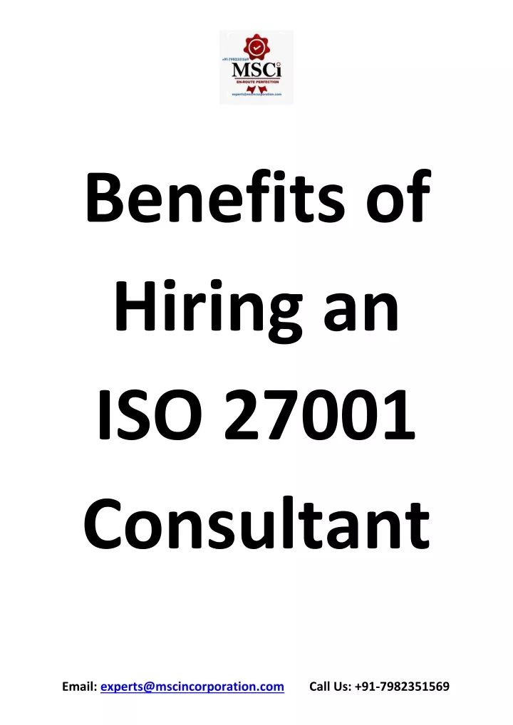 benefits of hiring an iso 27001 consultant