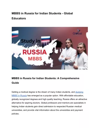 MBBS in Russia for Indian Students - Global Educators