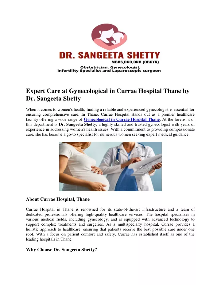 expert care at gynecological in currae hospital