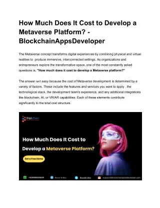 how much does it cost to develop a metaverse