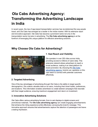 ola cabs advertising agency transforming
