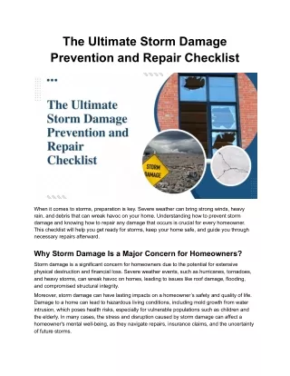 The Ultimate Storm Damage Prevention and Repair Checklist