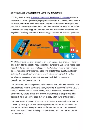 windows app development company in australia