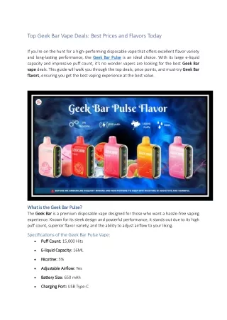 Top Geek Bar Vape Deals Best Prices and Flavors Today