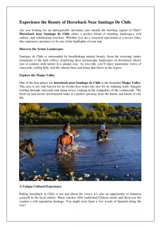 Unforgettable Horseback Tours Near Santiago