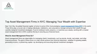 top asset management firms in nyc managing your