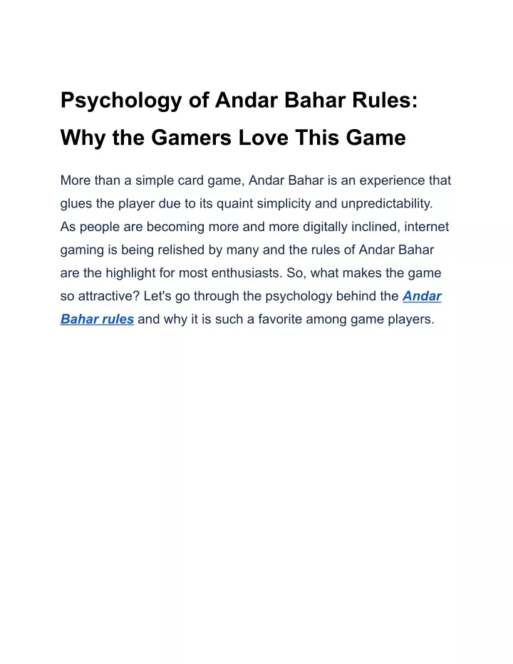 psychology of andar bahar rules