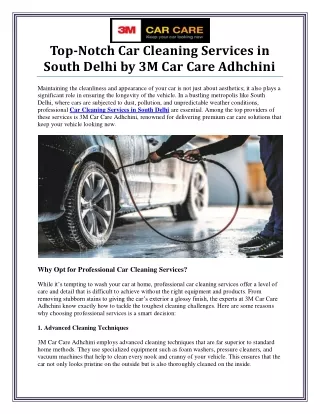 Professional Car Cleaning Services in South Delhi
