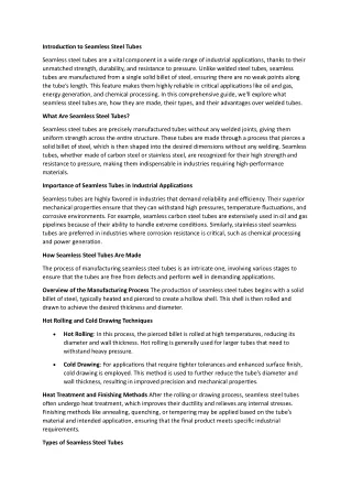 Introduction to Seamless Steel Tubes - Midland Alloys Inc