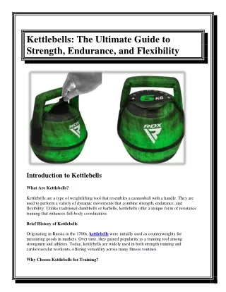 Kettlebells The Ultimate Guide to Strength, Endurance, and Flexibility