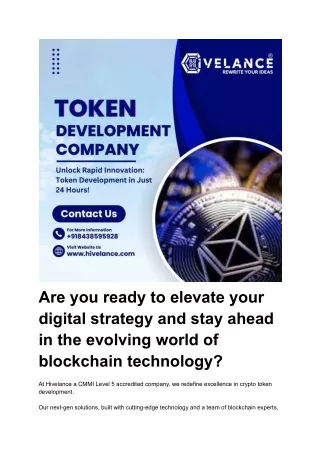 Custom Token Unlock the Future with Our Premier Crypto Token Development Service