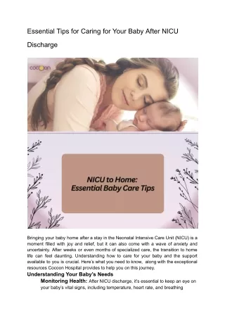 Best and Essential Caring tips for Your Baby After NICU Discharge