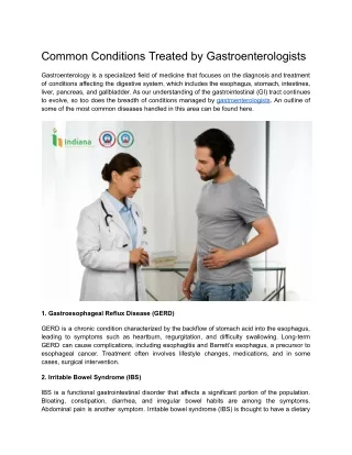 Common Conditions Treated by Gastroenterologists