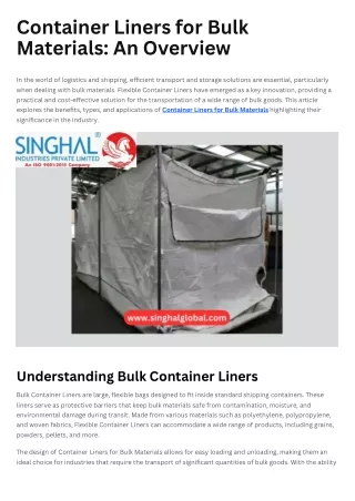 container liners for bulk materials an overview