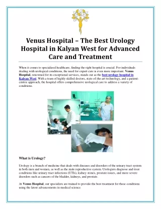 Best Urology Hospital in Kalyan West | Expert Urological Care at Venus Hospital