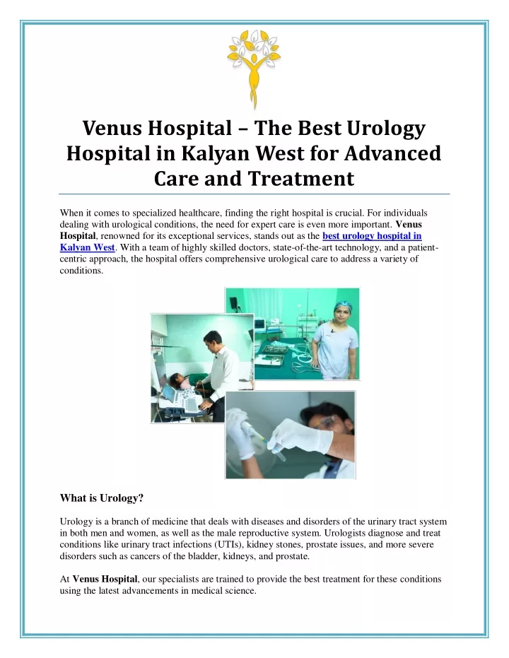 venus hospital the best urology hospital