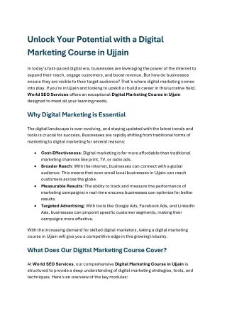 Unlock Your Potential with a Digital Marketing Course in Ujjain
