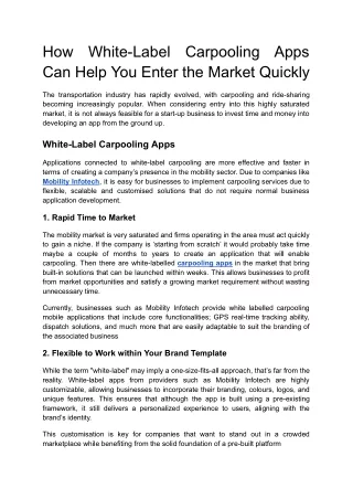 how can help you enter the market quickly