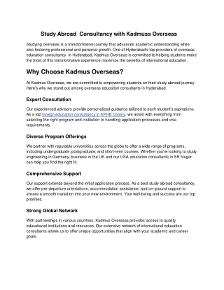 Study Abroad Consultancy with Kadmuss Overseas