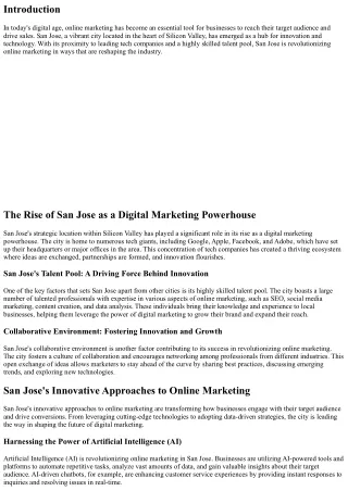 How San Jose is Revolutionizing Online Marketing
