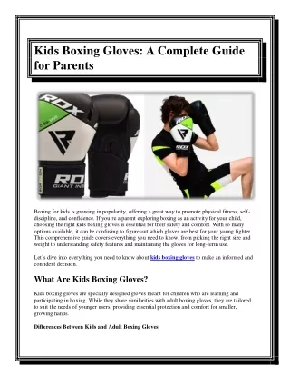 Kids Boxing Gloves A Complete Guide for Parentss