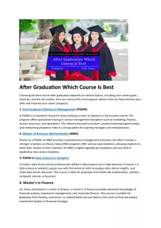 After Graduation Which Course Is Best