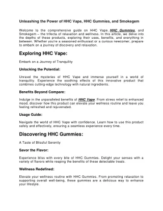 unleashing the power of hhc vape hhc gummies