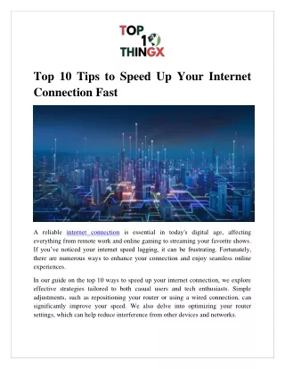 Top 10 Tips to Speed Up Your Internet Connection Fast