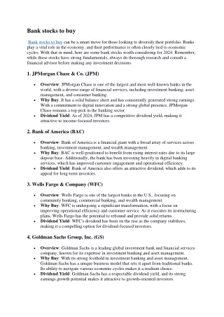 bank stocks to buy