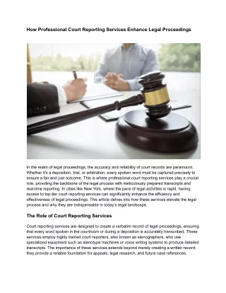 How Professional Court Reporting Services Enhance Legal Proceedings