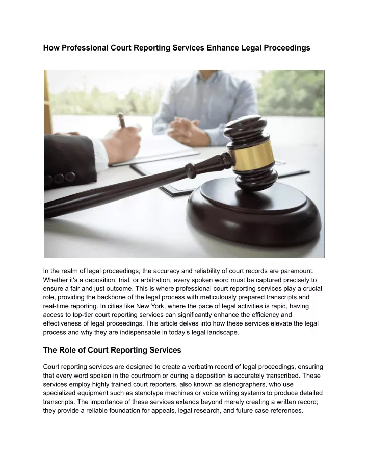 how professional court reporting services enhance