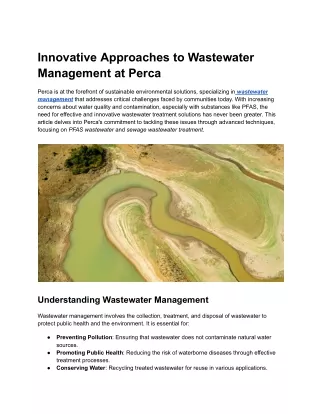 Innovative Approaches to Wastewater Management at Perca