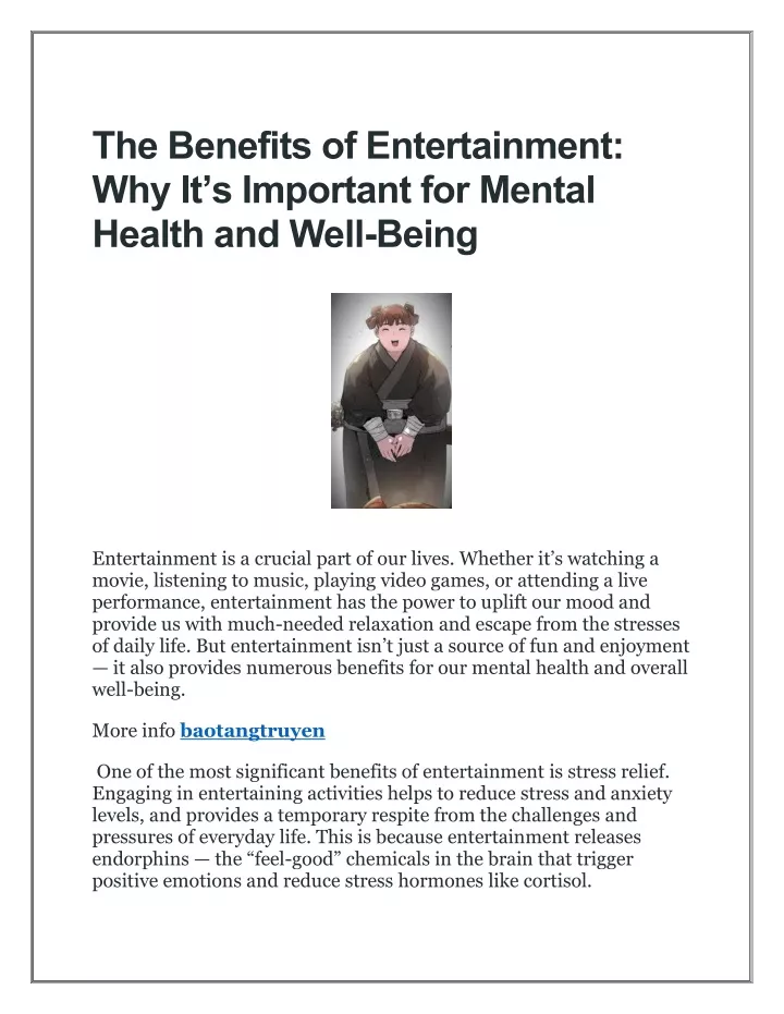 the benefits of entertainment why it s important