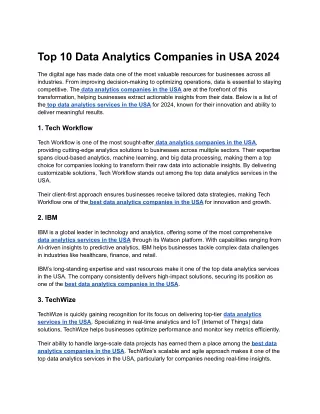 Top 10 Data Analytics Companies in USA 2024